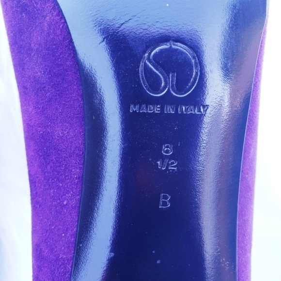 St. John Suede Square Toe Heels Purple 8.5 B - Picture 6 of 7